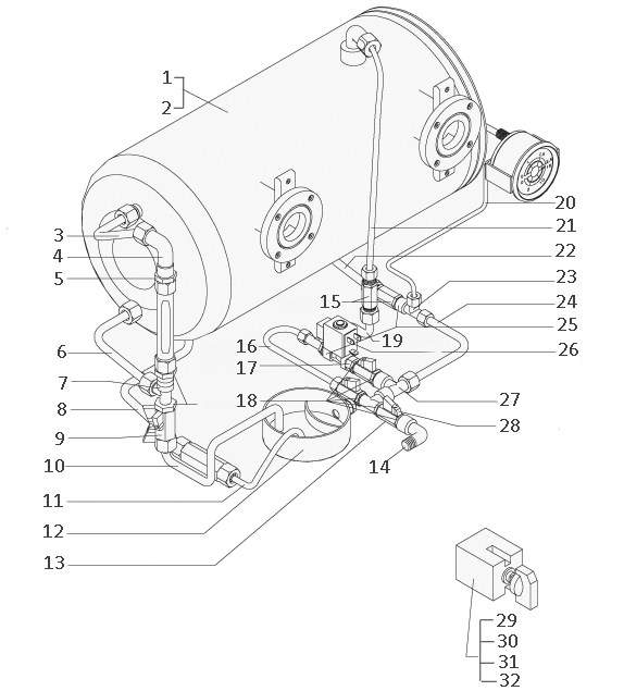 Nuova Simonelli Athena Leva (2-3 GR) Espresso Machine Service Boiler Diagram