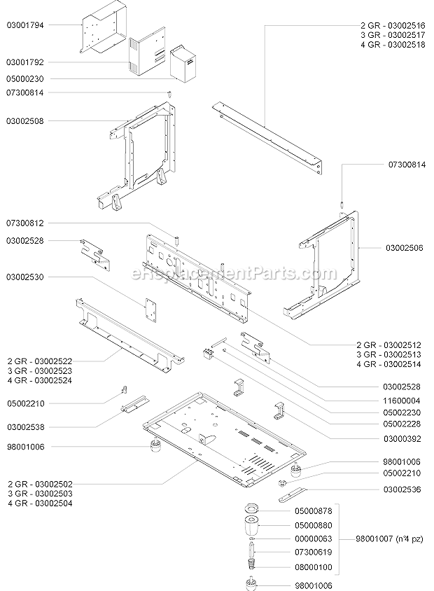 Nuova Simonelli Aurelia (2-3-4 GR) Espresso Machine Hydraulic Group Parts Diagram