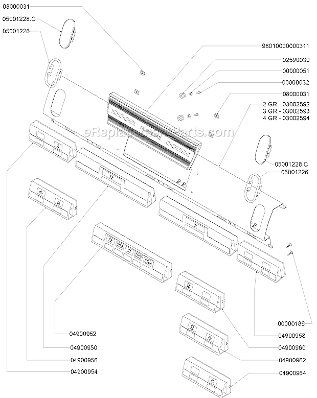 Nuova Simonelli Aurelia (2-3-4 GR) Espresso Machine Control Panel Parts Diagram