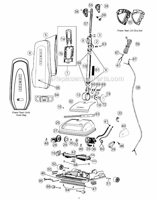 Oreck U4140 Upright Vacuum Page B Diagram