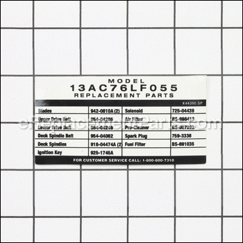 Label rdr 13ac76lf055 Prts 777X44390 OEM Yard Man