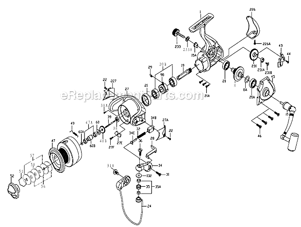 Penn CV6000 Captiva Spinning Reel Page A Diagram
