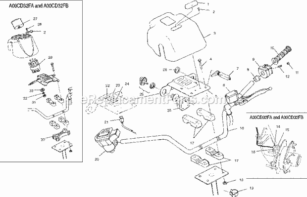 Polaris A00CD32AA (2000) Magnum 325 4X4 Handlebar Diagram