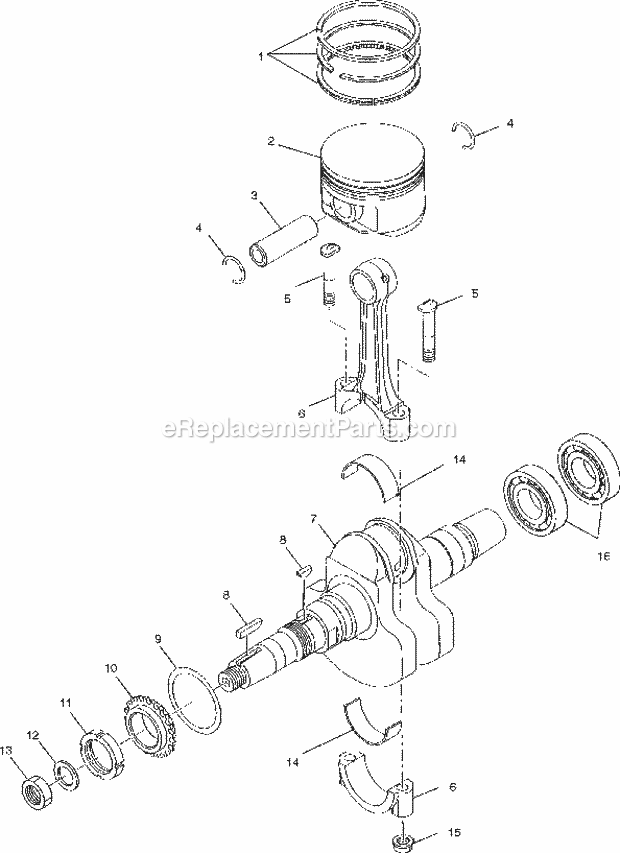 Polaris A00CD32AA (2000) Magnum 325 4X4 Crankshaft And piston Diagram