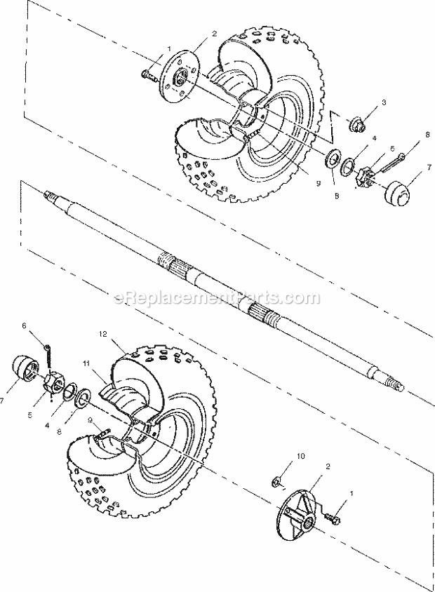 Polaris A01BA50AA (2001) Scrambler 500 2X4 Rear Wheel Diagram