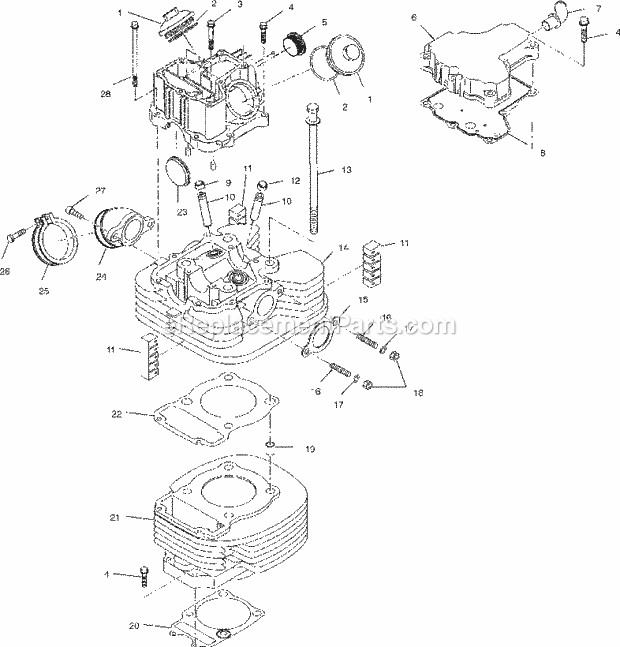 Polaris A01CB32AB (2001) Magnum 325 2X4 Cylinder Diagram