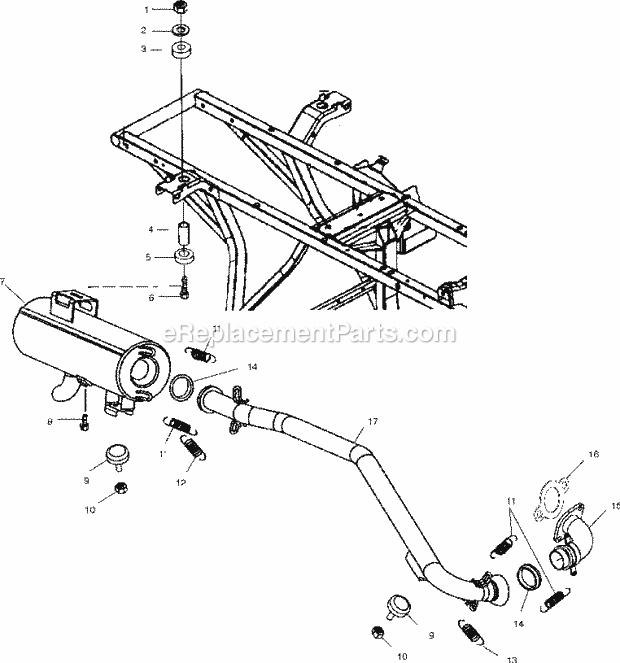 Polaris A01CB32AB (2001) Magnum 325 2X4 Exhaust System Diagram