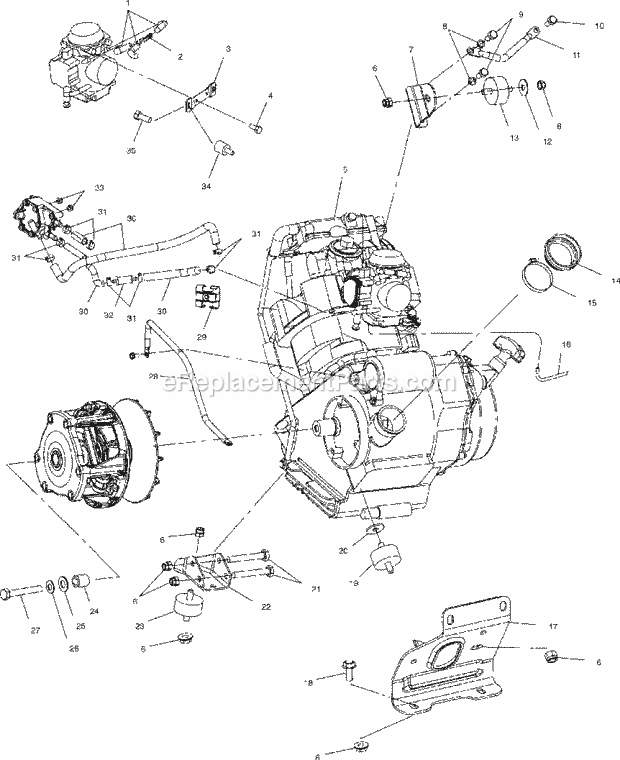 Polaris A01CD32AB (2001) Magnum 325 4X4 Mose Engine Mounting Diagram