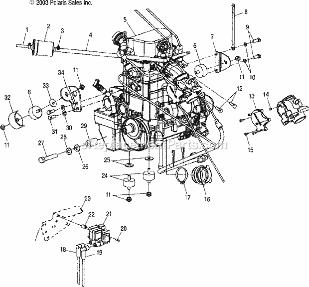 Polaris A04CH68CU (2004) Sportsman 700 Engine Mounting - A04Ch68Ap/Aq/Au/Cu Diagram