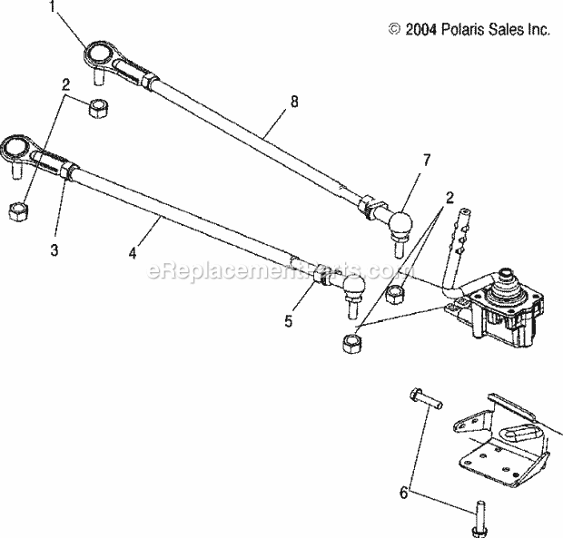 Polaris A05CL50AA (2005) Sportsman 6X6 Gearcase Selector Mounting Diagram