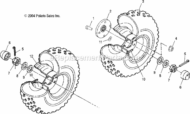 Polaris A05CL50AA (2005) Sportsman 6X6 Rear And Middle Wheel Diagram