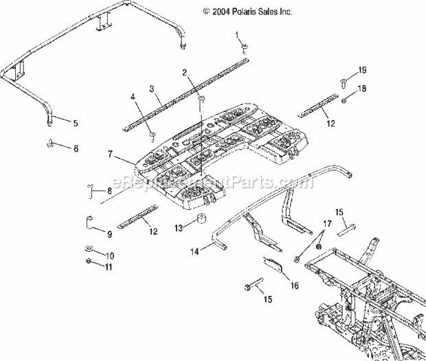 Polaris A05MH68AC (2005) Sportsman 700 Efi Rear Rack Mounting Diagram