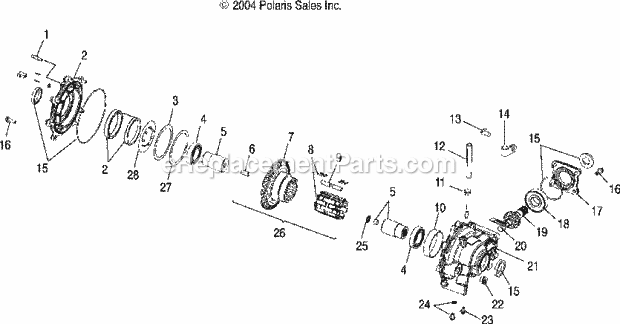 Polaris A05MH68AC (2005) Sportsman 700 Efi Front Housing Diagram