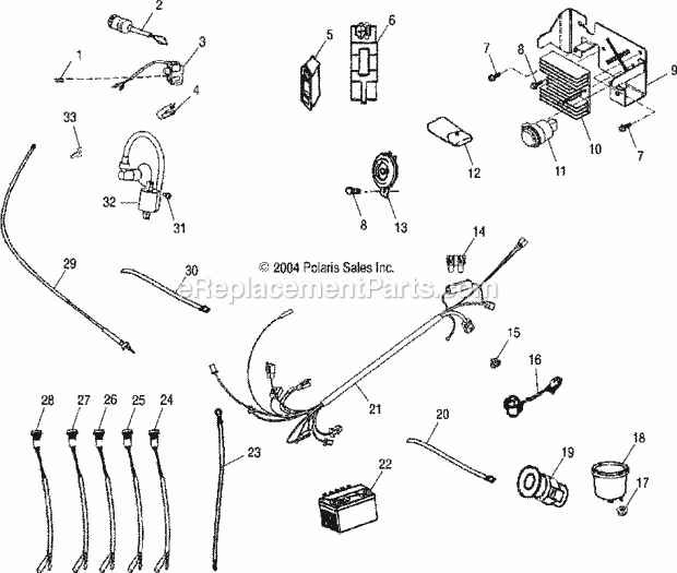 Polaris A05PB20EA (2005) Phoenix 200 Quadricycle Electrical Parts Diagram