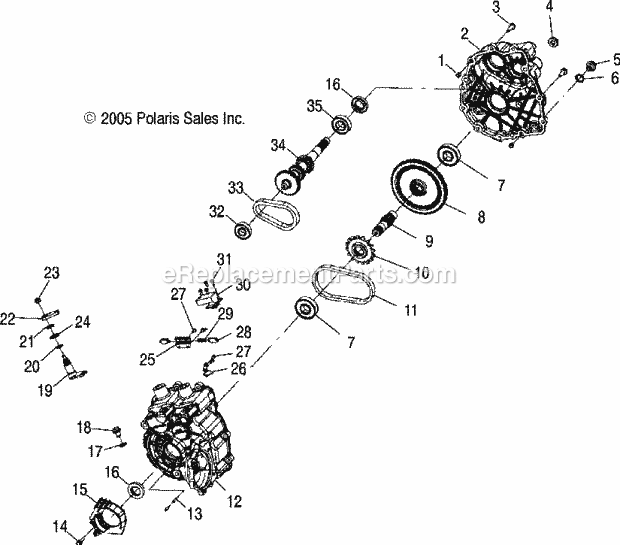 Polaris A06BG50AA (2006) Scrambler 500 4X4 Gearcase Diagram