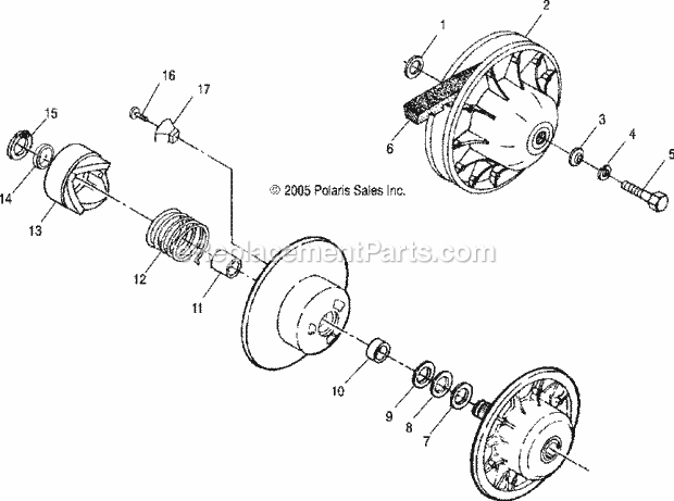 Polaris A06BG50AA (2006) Scrambler 500 4X4 Driven Clutch Diagram