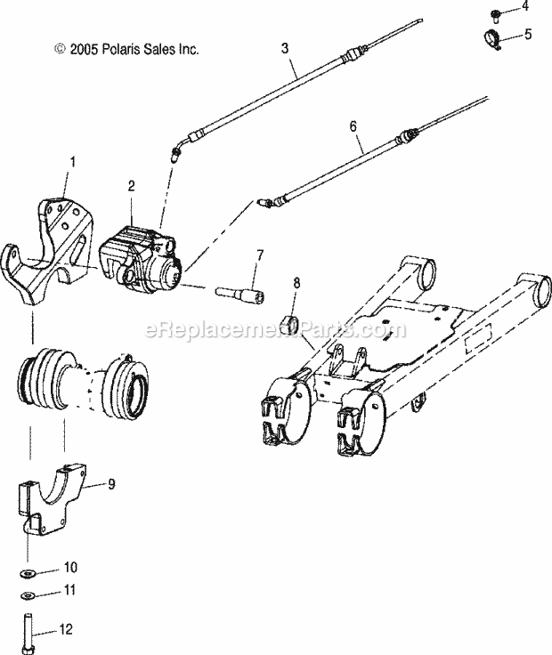 Polaris A06CL50AA (2006) Sportsman 6X6 Caliper Mounting, Rear Diagram