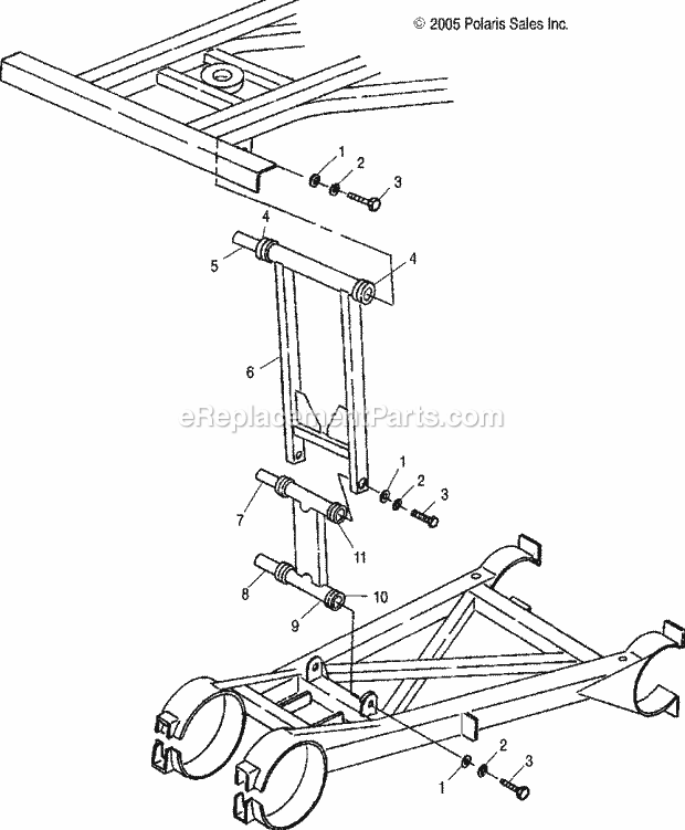 Polaris A06CL50AA (2006) Sportsman 6X6 Strut Stabilizer, Rear Diagram