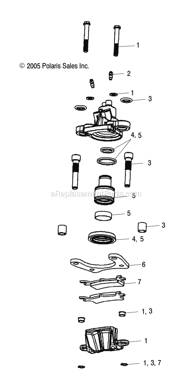 Polaris A06MH50FC (2006) Sportsman 500 EfiParts Caliper, Rear Diagram