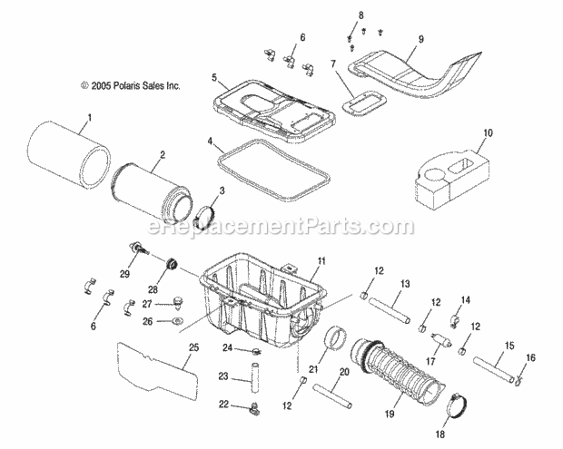 Polaris A06MH50FC (2006) Sportsman 500 EfiParts Air Box Diagram