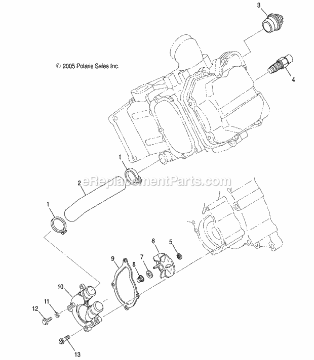 Polaris A06MH50FC (2006) Sportsman 500 EfiParts Water Pump Diagram