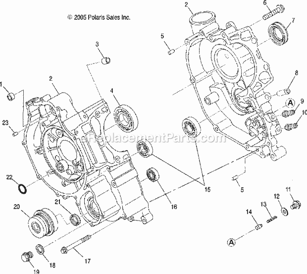 Polaris A07MH50FC (2007) Sportsman 500 Efi Intl Engine, Crankcase Diagram