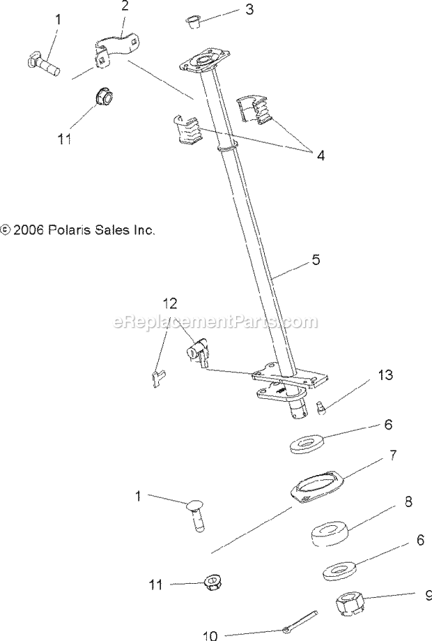 Polaris A07TH50EA (2007) Sportsman X2 500 Efi Quad Steering Post Diagram