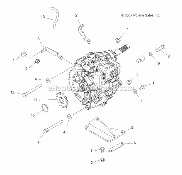 Polaris A09CA32AA (2009) Trail Boss 330 Drive Train, Gearcase Mounting - A09Ca32Aa Diagram