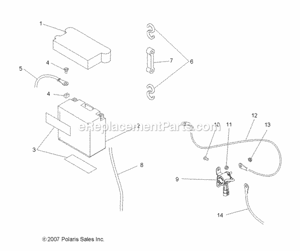 Polaris A09CA32AA (2009) Trail Boss 330 Electrical, Battery - A09Ca32Aa Diagram