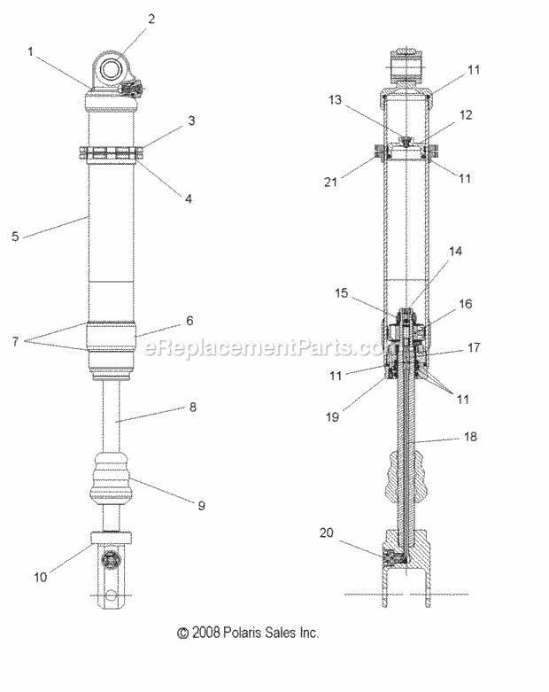 Polaris A09GP52AA (2009) Outlaw 525 Irs Suspension, Rear Shock - A09Gp52Aa Diagram