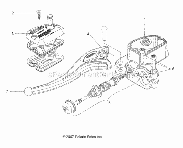 Polaris A10CL76AA (2010) Sportsman 800 Efi 6X6 Brakes, Front Brake Lever And Lh Master Cylinder Diagram