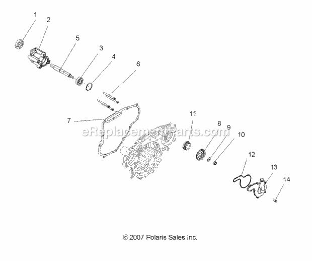 Polaris A10CL76AA (2010) Sportsman 800 Efi 6X6 Engine, Oil Pump And Water Pump Diagram