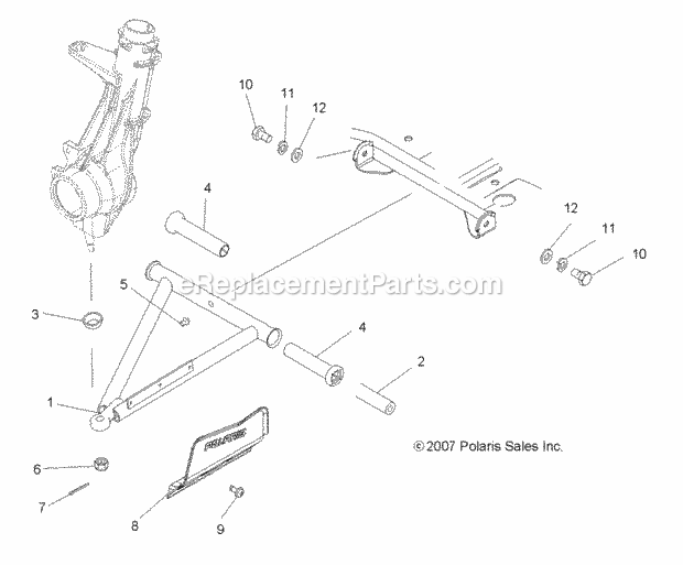 Polaris A10CL76AA (2010) Sportsman 800 Efi 6X6 Suspension, A Arm And Strut Mounting Diagram