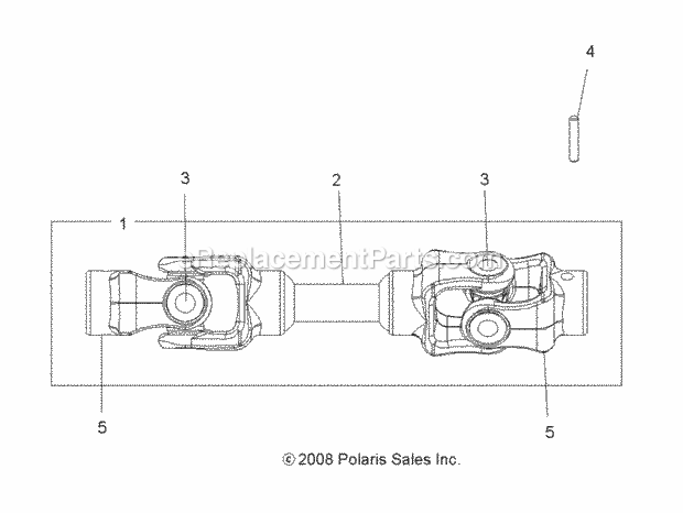 Polaris A10CL76AA (2010) Sportsman 800 Efi 6X6 Drive Train, Rear Prop Shaft Diagram