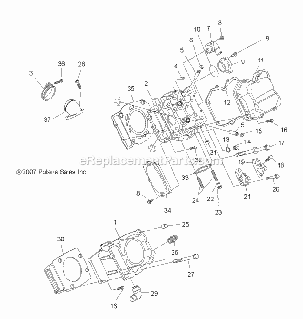 Polaris A11DH50FX (2011) Sportsman Touring 500 Ho Intl Engine, Cylinder and head Diagram