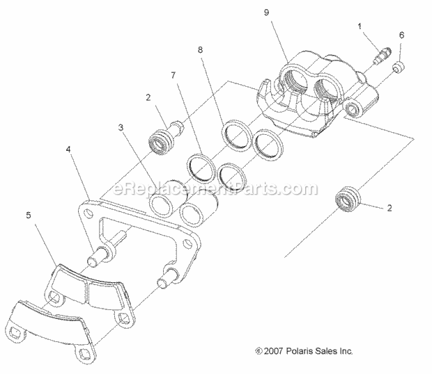 Polaris A11GP52AA (2011) Outlaw 525 Irs Brakes, Front Caliper Diagram