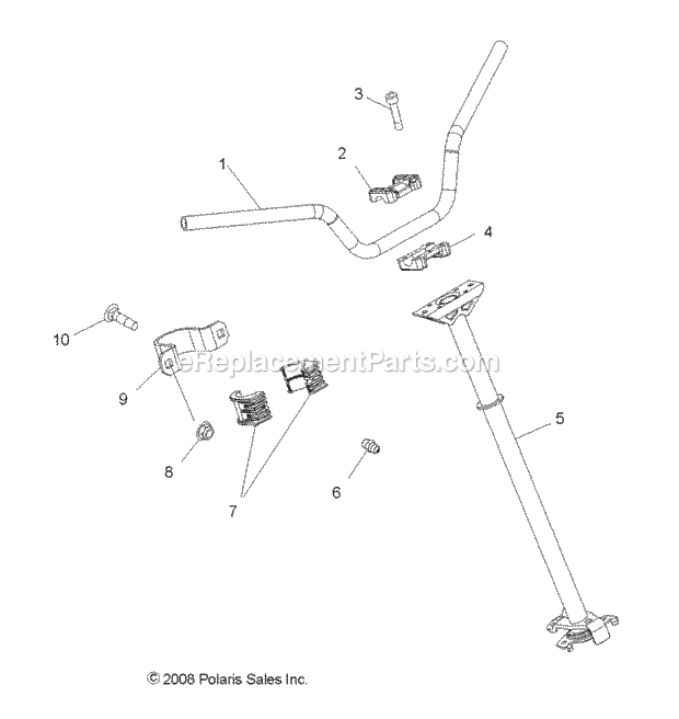 Polaris A11GP52AA (2011) Outlaw 525 Irs Steering, Post And Handlebar Diagram