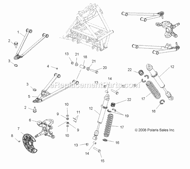 Polaris A11GP52AA (2011) Outlaw 525 Irs Suspension, Front Diagram