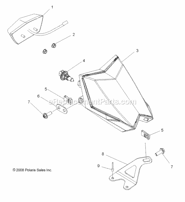 Polaris A11GP52AA (2011) Outlaw 525 Irs Electrical, Headlights And Taillights And Bulbs Diagram