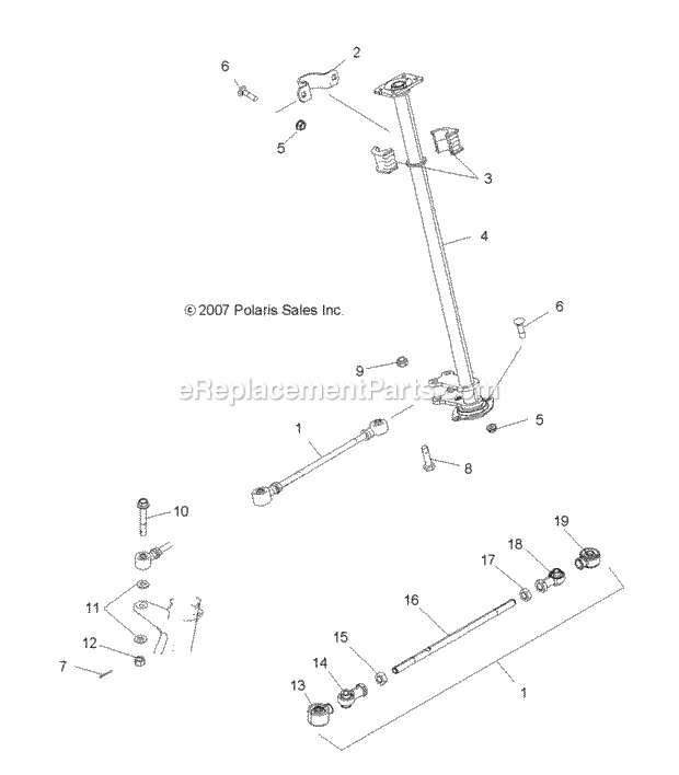 Polaris A11NG50FA (2011) Scrambler 500 4X4 Intl Steering, Steering Post Diagram