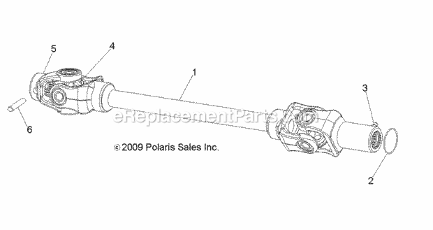 Polaris A12NG50AA (2012) Scrambler 500 4X4 Drive Train, Front Prop Shaft Diagram