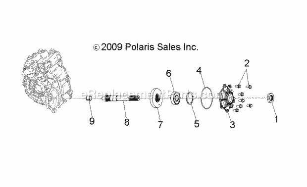 Polaris A12NG50AA (2012) Scrambler 500 4X4 Drive Train, Main Gearcase Output Shaft Diagram