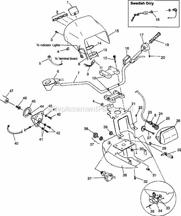 Polaris S969244 (1996)Sportsman 500 Handlebar Andheadlight Pod Sportsman 500 W969244 Diagram