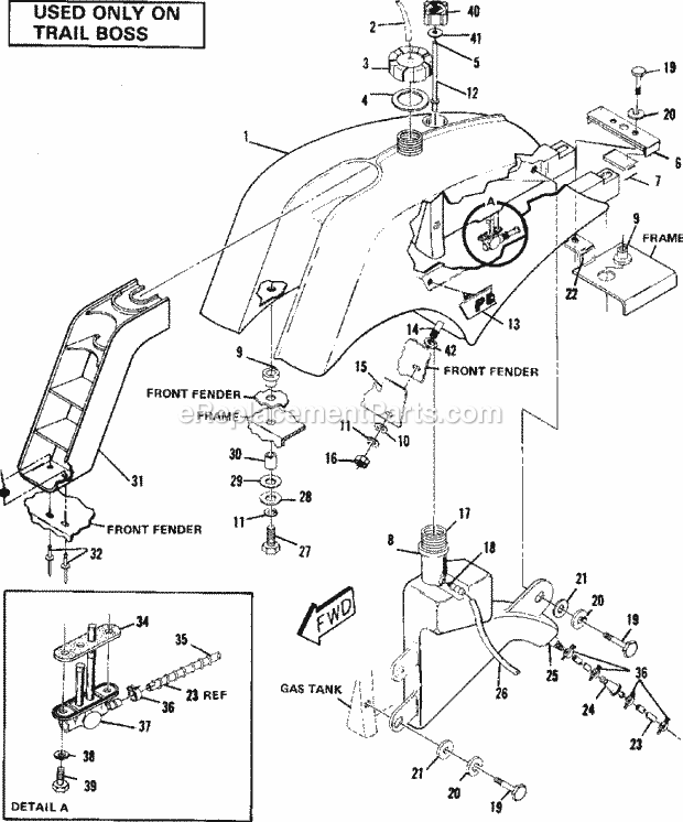 Polaris W867027 (1986) Scrambler Fuel Tank Assembly-Trail Boss Diagram