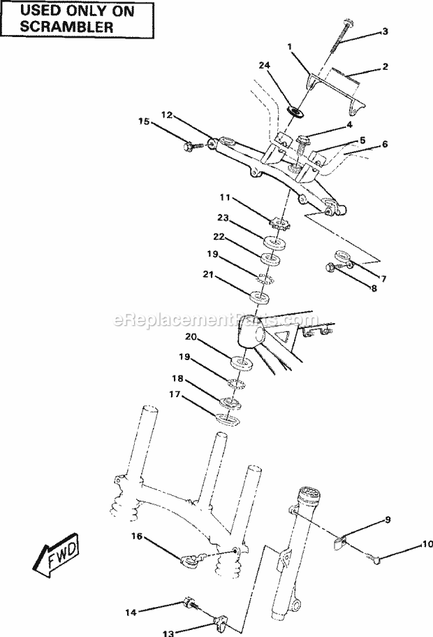 Polaris W867027 (1986) Scrambler Steering Assembly-Scrambler Diagram