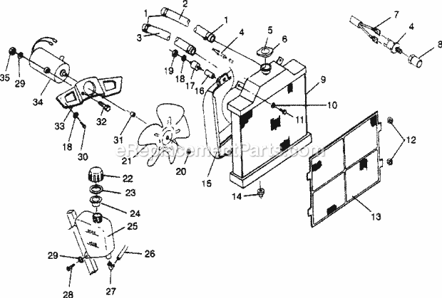 Polaris W969244 (1996) Sportsman 500 Cooling System Sportsman 500 W969244 Diagram