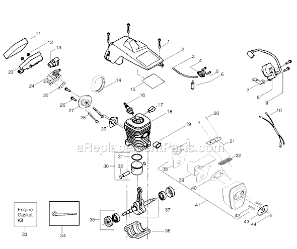Poulan 1975LE Type 1 Gas Chainsaw Page B Diagram