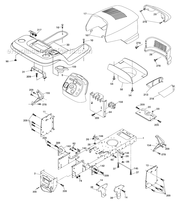 Poulan 96012003200 (DB24H48YT) Lawn Tractor Chassis And Enclosures Diagram