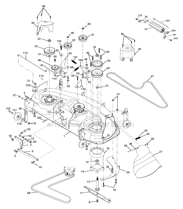 Poulan 96012003200 (DB24H48YT) Lawn Tractor Mower Deck Diagram