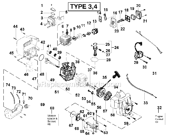 Weed Eater BC2500LE Type 4 Gas Trimmer Page C Diagram